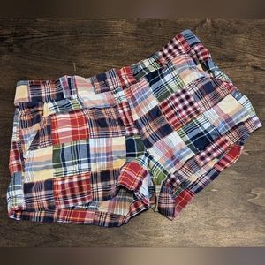 JCrew City Fit Patchwork Plaid Shorts